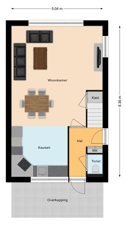 Plattegrond - Gagelhof 25, 7681 JM Vroomshoop - Begane grond.jpg